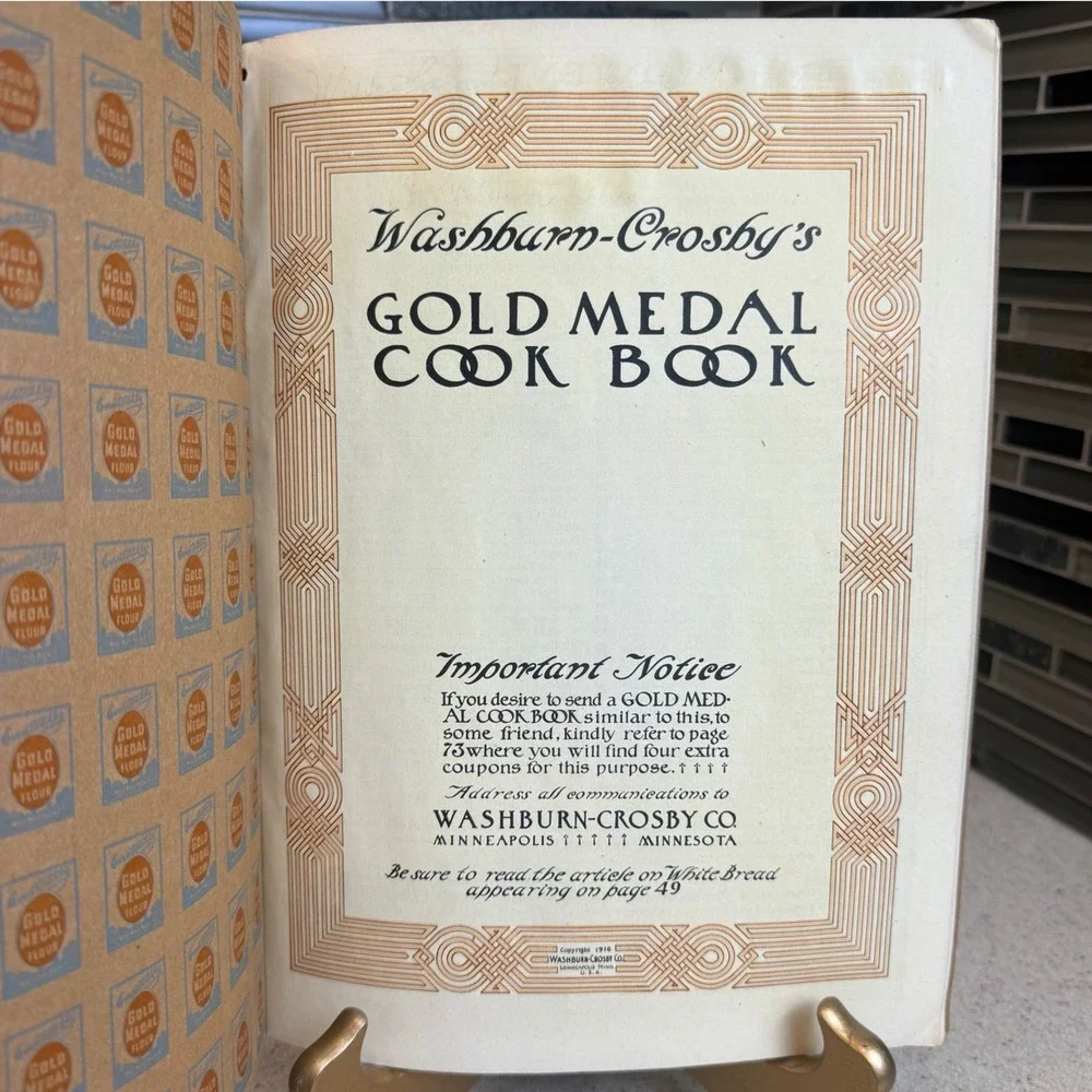 Antique 1916 Gold Medal Flour Cook Book Washburn-Crosby Co. Very Good Condition